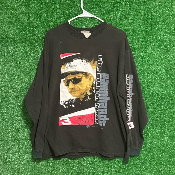 Black Long Sleeve Tee with Modern Graphic Design dale earhardt - Picture 3 of 4